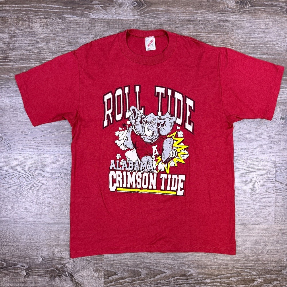VTG Alabama Crimson Roll Tide T-shirt L Jerzees Logo Made In USA Single Stitch